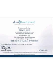 Dun & Brandstreet Certificate